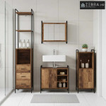 Set ormarića za kupaonicu 4 kom. Staro drvo 40 x 36 x 200,5 cm - Staro