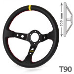 Sportski trkaći duboki volan RRS CARBON 3 brušena koža 350mm 90mm