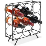 Home Styling Decoration metalni stalak za vino – 9 boca, crni