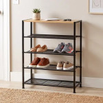 Vilde metalna polica za obuću s 5 razina 60 × 30 × 74 cm – crna