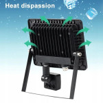 LED 50W reflektor Black 6500K IP67 + senzor pokreta