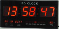 LED-Crveni digitalni zidni sat, prikaz vrijeme, datum i temp.45x21,5cm