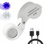 Sklopiva mini džepna baterija. LED UV lupa 60x za nakit i novčanice