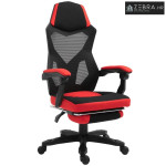 Ergonomska uredska i igraća stolica s osloncem za noge, crno-crvena
