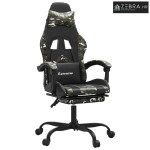 Gaming stolica s osloncem za noge crno-maskirna od umjetne kože - Crna