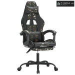 Gaming stolica s osloncem za noge crno-maskirna od umjetne kože - Crna