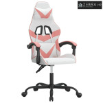 Okretna Gaming stolica bijelo-ružičasta od umjetne kože - Bijela i ruž