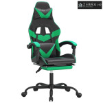 Okretna Gaming stolica s osloncem crno-zelena od umjetne kože - Crna i