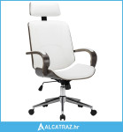 Okretna uredska stolica od umjetne kože i savijenog drva bijela - NOVO
