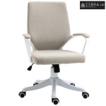 Uredska ergonomska stolica, podesiva, kotači, poliester, bež bijela, 6