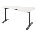 IKEA BEKANT Kutni radni stol D, bijela/crna, 160x110 cm