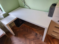 IKEA MALM Radni stol + izvlačna ploča, 151x65, bijeli