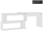 Kutni radni stol bijeli 200 x 50 x 76 cm od konstruiranog drva - Bijel