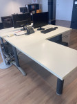 Uredski stol, Semeraro,bijeli, metalne noge sive, 160x80 cm - 2 komada