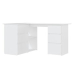 vidaXL Kutni radni stol bijeli 145 x 100 x 76 cm od iverice