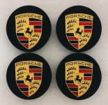 Porsche poklopci za felge 76 mm--Piano Black ++komplet 4 kom++