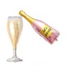 Baloni za djevojačku, boca šampanjca, čaša, baloni za proslave