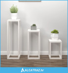 3-dijelni set stalaka za biljke od masivne borovine bijeli - NOVO