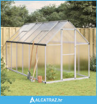 Staklenik s okvirom srebrni 334 x 169 x 195 cm aluminijski - NOVO