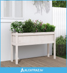 Vrtna sadilica s nogama bijela 110x31x70 cm od masivne borovine - NOVO