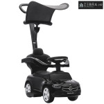3-u-1 Mercedes-Benz automobil za vožnju s ručkom za guranje, crni