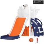 5-u-1 dječji set tobogana, teleskopski, košarkaški koš, plastični, nar