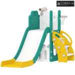 5-u-1 dječji set tobogana, teleskopski, košarkaški koš, plastični, žut