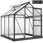 Aluminijski staklenik 3,65 m², 190x192x201 cm, s temeljem, paneli 4 mm