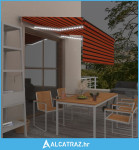 Automatska tenda roleta i senzor LED 3,5x2,5 m narančasto-smeđa - NOVO