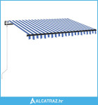 Automatska tenda sa senzorom LED 350 x 250 cm plavo-bijela - NOVO