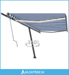 Automatska tenda sa senzorom LED 500 x 300 cm plavo-bijela - NOVO