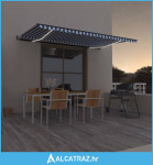 Automatska tenda sa senzorom LED 500 x 300 cm plavo-bijela - NOVO