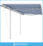 Automatska tenda na uvlačenje 3,5 x 2,5 m plavo-bijela - NOVO
