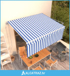 Automatska tenda na uvlačenje s roletom 4,5 x 3 m plavo-bijela - NOVO