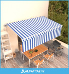 Automatska tenda na uvlačenje s roletom 5 x 3 m plavo-bijela - NOVO