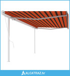 Automatska tenda na uvlačenje i stupovi 5x3 m narančasto-smeđa - NOVO