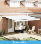 automatska uvlačiva tenda s LED svjetlom Bijela 450x300 cm - NOVO