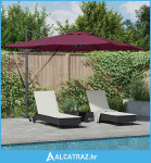 Cantilever Roma suncobran s LED-ima u Bordeaux crvenoj, dimenzija 286