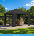 Gazebo 3 x 3 m Antracit Poliester i čelik 190 gsm - NOVO