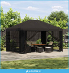 Gazebo 4 × 3 m Antracit Poliester i čelik 190 gsm - NOVO