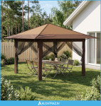 Gazebo s 4 bočne strane 3,3 x 3,3 m Bež i smeđa - NOVO