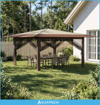 Gazebo s 4 bočne strane 4 x 4 m Krema i smeđa - NOVO