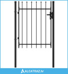 Jednostruka vrata za ogradu sa šiljcima na vrhu 1 x 1,2 m crna - NOVO