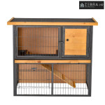 Kavez za male životinje s kućicom, drvo-metal, svijetložuta, 89,5x45x8