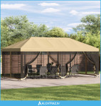 Paviljon s bočnim stranama 6 x 3 m Krem Poliester i čelik 190 - NOVO