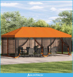 Paviljon s bočnim stranama 6 x 3 m Narančasta Poliester i čelik - NOVO