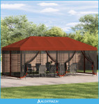 Paviljon s bočnim stranama 6 x 3 m Terakota Poliester i čelik - NOVO