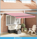 Povlačivi tende Crvena i bijela 300 x 250 cm Tkanina i Aluminij - NOVO