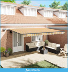Povlačivi tende Šareni 500 × 350 cm Tkanina i Aluminij - NOVO