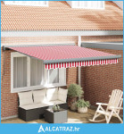Ručna uvlačiva tenda Crveno-bijela pruga 350x250 cm - NOVO
